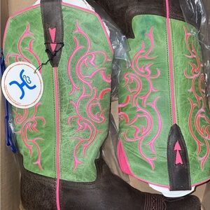 Twisted X Green and Pink Heeled Boots